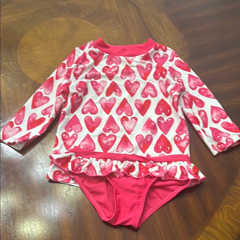 Floatimini Pink and Red Rashguard Swim Set - Picture 9 of 13